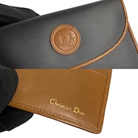 Christian Dior-Christian Dior Leather Bifold Wallet-Brown,Black