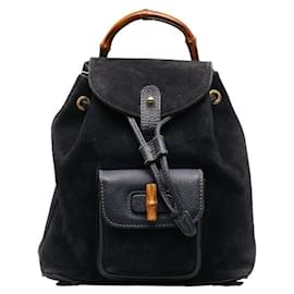 Gucci-Gucci Bamboo Rucksack Backpack-Navy blue