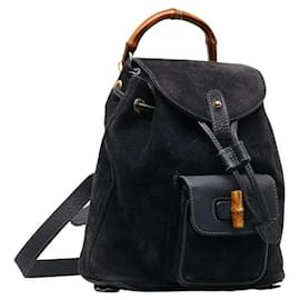 Gucci-Gucci Bamboo Rucksack Backpack-Navy blue