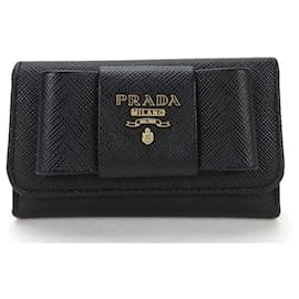 Prada-Étui à clés Saffiano Prada-Noir