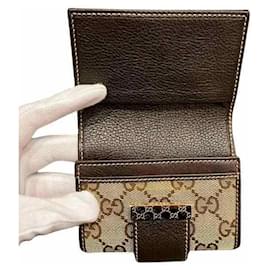 Gucci-Gucci GG Canvas Business Card Case-Brown