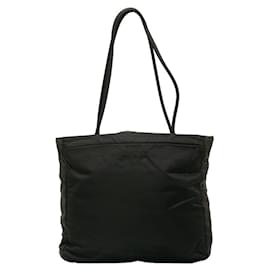 Prada-Prada Triangle Plate Tote Bag-Black