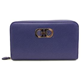 Salvatore Ferragamo-Portefeuille long en cuir pour femme Salvatore Ferragamo Gancini KB-22 B742-Violet