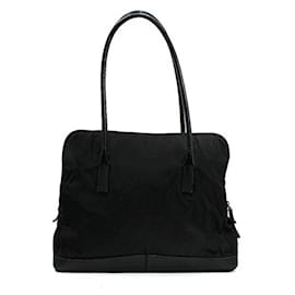 Prada-Prada Nylon and Leather Tote Bag-Black