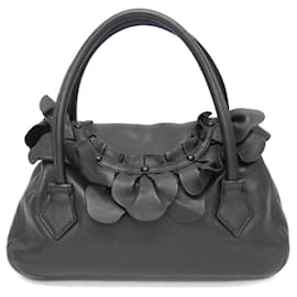 Valentino Garavani-Sac à main en cuir pour femmes Valentino Garavani-Noir