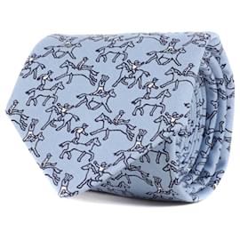 Hermès-HERMES Light Blue Cotton Cravat-Light blue
