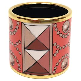 Hermès-Hermes Enamel Scarf Ring Clasp-Pink