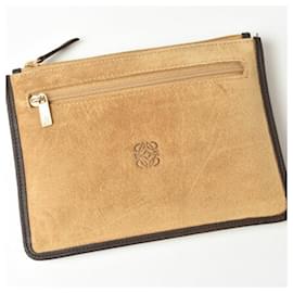 Loewe-Loewe Brown Leather Clutch Pouch-Brown