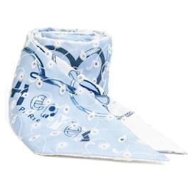 Hermès-Hermes Light Blue Silk Scarf-Light blue