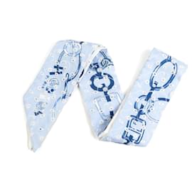 Hermès-Hermes Light Blue Silk Scarf-Light blue