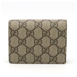 Gucci-Gucci GG Supreme Compact Bi-Fold Wallet-Beige,Dark brown