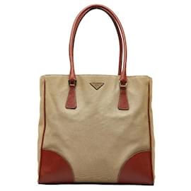 Prada-Prada Triangle Plate Handbag Tote Bag-Khaki