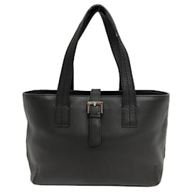 Burberry-Sac fourre-tout en cuir noir Burberry-Noir