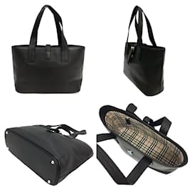 Burberry-Burberry Black Leather Tote Bag-Black