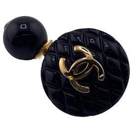 Chanel-Chanel 93A Coco Mark Matelasse Cufflinks-Black,Golden