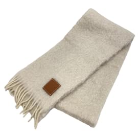 Loewe-Loewe Anagram Mohair Scarf in Ivory-Cream