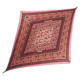 Hermès-Hermes Pleated Scarf Carre 90 CHASSE EN INDE-Pink