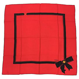 Chanel-Chanel Silk Scarf in Black and Red-Black,Red