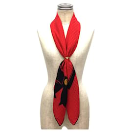 Chanel-Chanel Silk Scarf in Black and Red-Black,Red