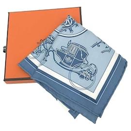 Hermès-Hermes Carre Nano 20cm Ex-Libris Scarf-Blue