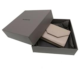 Balenciaga-Balenciaga Leather Ivory Trifold Wallet-Cream