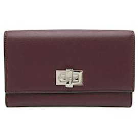 Fendi-Fendi PEEKABOO 8M0308 Portefeuille Long en Cuir-Bleu,Bordeaux