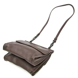 Bottega Veneta-Bottega Veneta Intrecciato Leather Shoulder Bag-Dark brown