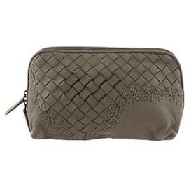 Bottega Veneta-Bottega Veneta Intrecciato Pouch-Grey