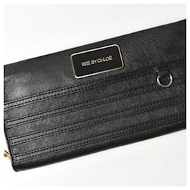 See by Chloé-See by Chloé Black Lambskin Long Wallet-Black