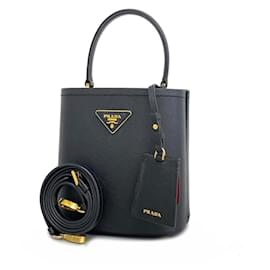 Prada-Prada Saffiano Pannier Leather Handbag-Black