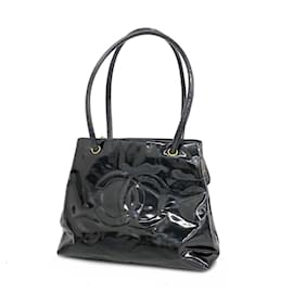 Chanel-Chanel Black Patent Leather Shoulder Bag-Black