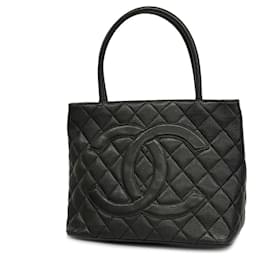 Chanel-Chanel Black Caviar Leather Tote Bag-Black