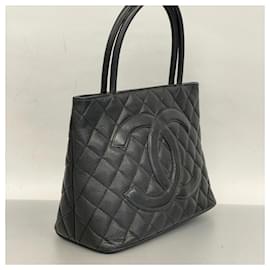 Chanel-Chanel Black Caviar Leather Tote Bag-Black