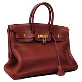 Hermès-Sac à main Hermes Birkin 35 en Rouge H-Rouge