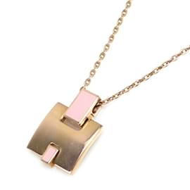 Hermès-Collier Hermes Irene en or rose et émail-Rose,Doré