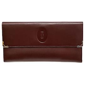 Cartier-Cartier Must Clasp Long Wallet Trifold Ladies-Dark red