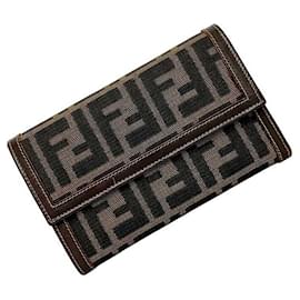 Fendi-Fendi Zucca Trifold Wallet-Khaki