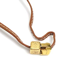 Loewe-Loewe Brown Leather/Metal Necklace-Brown