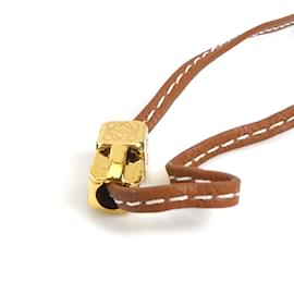 Loewe-Loewe Brown Leather/Metal Necklace-Brown