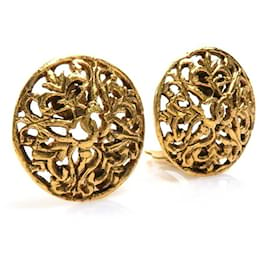 Chanel-Chanel Gold Metal Clip Earrings-Golden