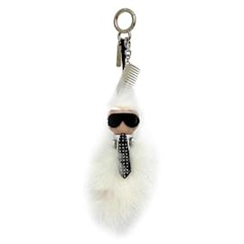 Fendi-Fendi Karl Lagerfeld Charm Keyring-Black,White