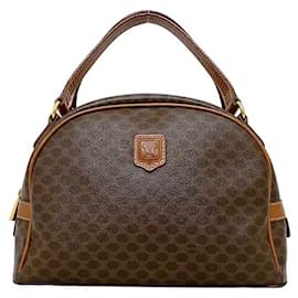 Céline-Celine Brown Macadam Handbag-Brown