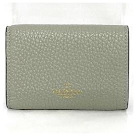 Valentino Garavani-Valentino Garavani Gray Leather Trifold Wallet-Brown