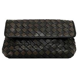 Bottega Veneta-Bottega Veneta Intrecciato Leather Pouch-Brown,Black