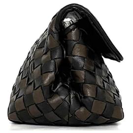 Bottega Veneta-Pochette en cuir Intrecciato de Bottega Veneta-Marron,Noir