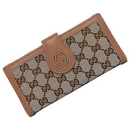 Gucci-Gucci Bifold Long Wallet-Brown,Pink