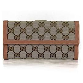 Gucci-Gucci Bifold Long Wallet-Brown,Pink