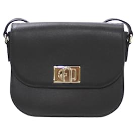 Furla-Sac à épaule en cuir noir Furla-Noir