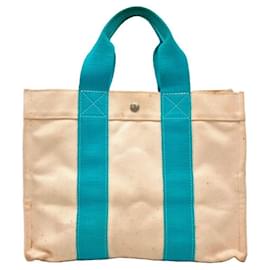 Hermès-Sac Tote PM Bora d'Hermès-Bleu,Beige,Autre