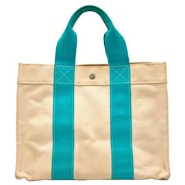 Hermès-Sac Tote PM Bora d'Hermès-Bleu,Beige,Autre